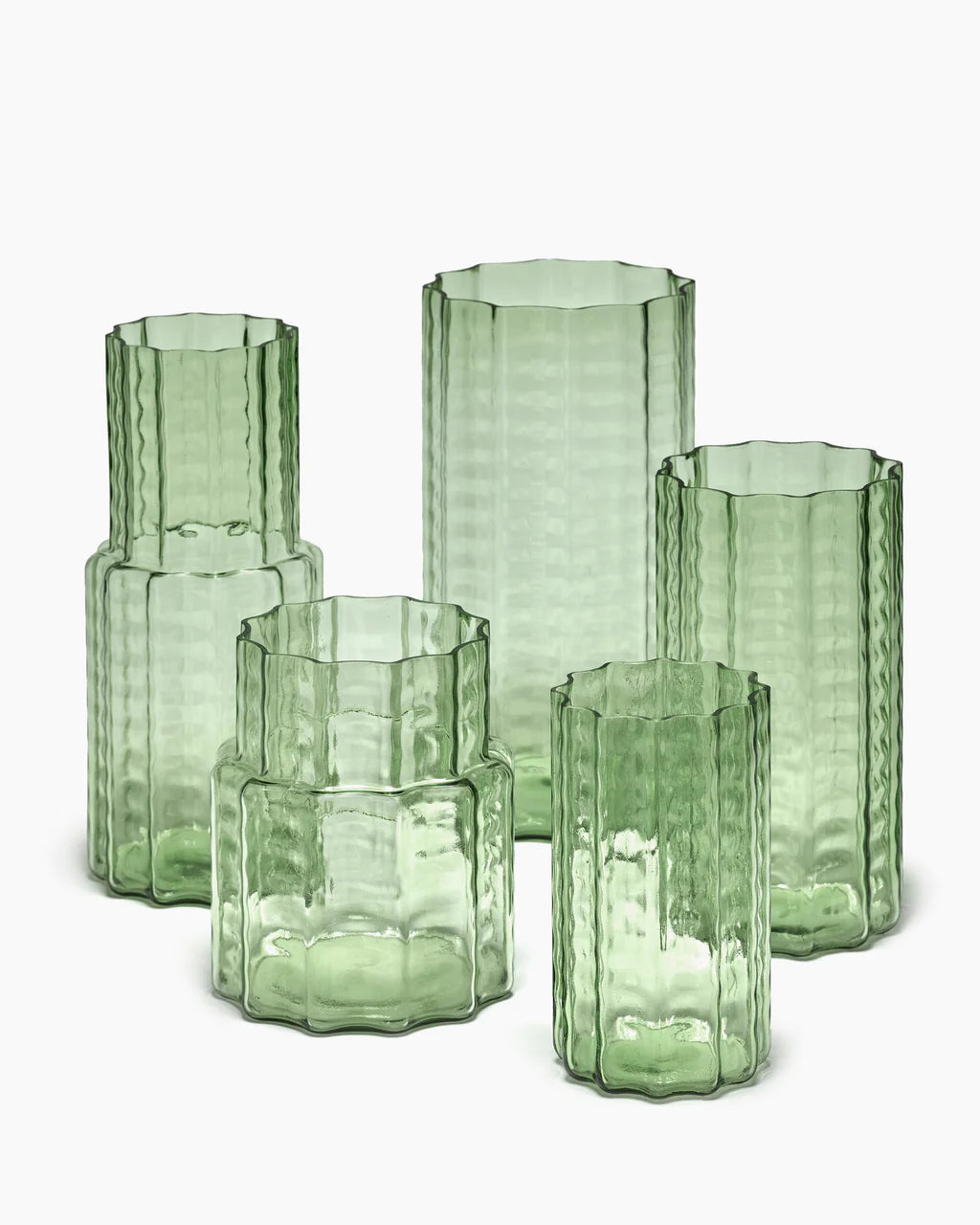 Serax - Vase 05 Green Transparant Waves by Ruben Deriemaeker